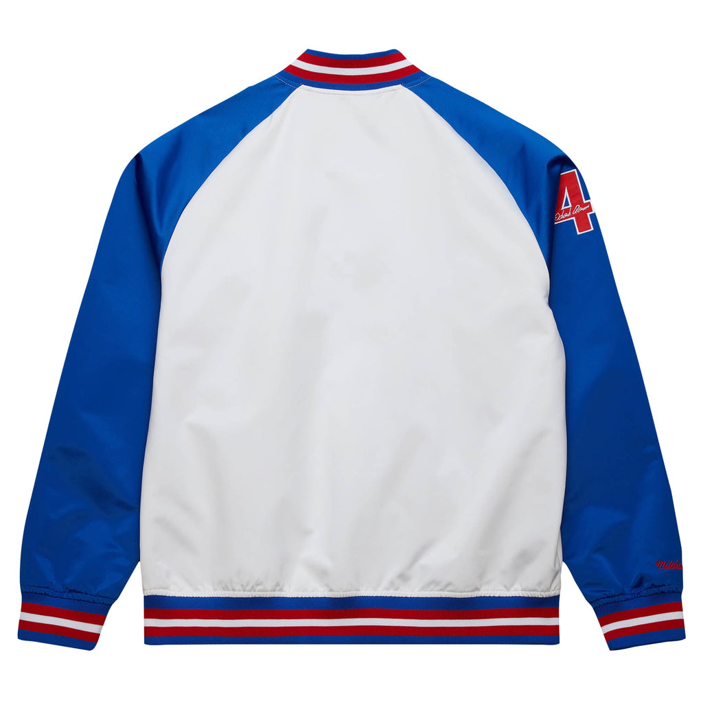 Atlanta Braves Hank Aaron Mitchell & Ness White/Royal Cooperstown Collection Legends Lightweight Satin Raglan Full-Snap Jacket