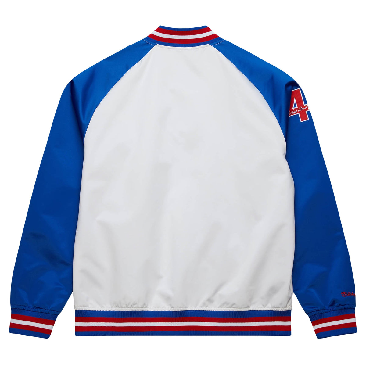 Atlanta Braves Hank Aaron Mitchell & Ness White/Royal Cooperstown Collection Legends Lightweight Satin Raglan Full-Snap Jacket
