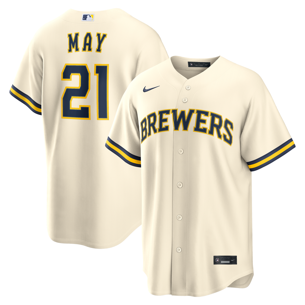 Milwaukee Brewers Dustin May Nike Cream Home Replica Jersey