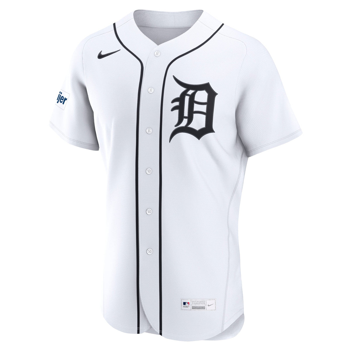 Detroit Tigers Nike White Home Sponsor Patch Authentic Jersey