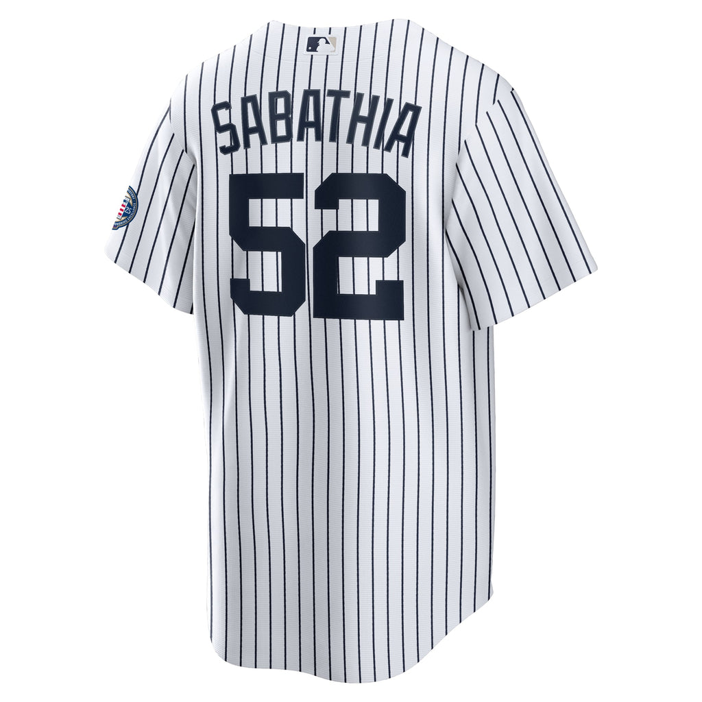 New York Yankees CC Sabathia Nike White 2025 Baseball Hall of Fame Name & Number Retired Replica Jersey