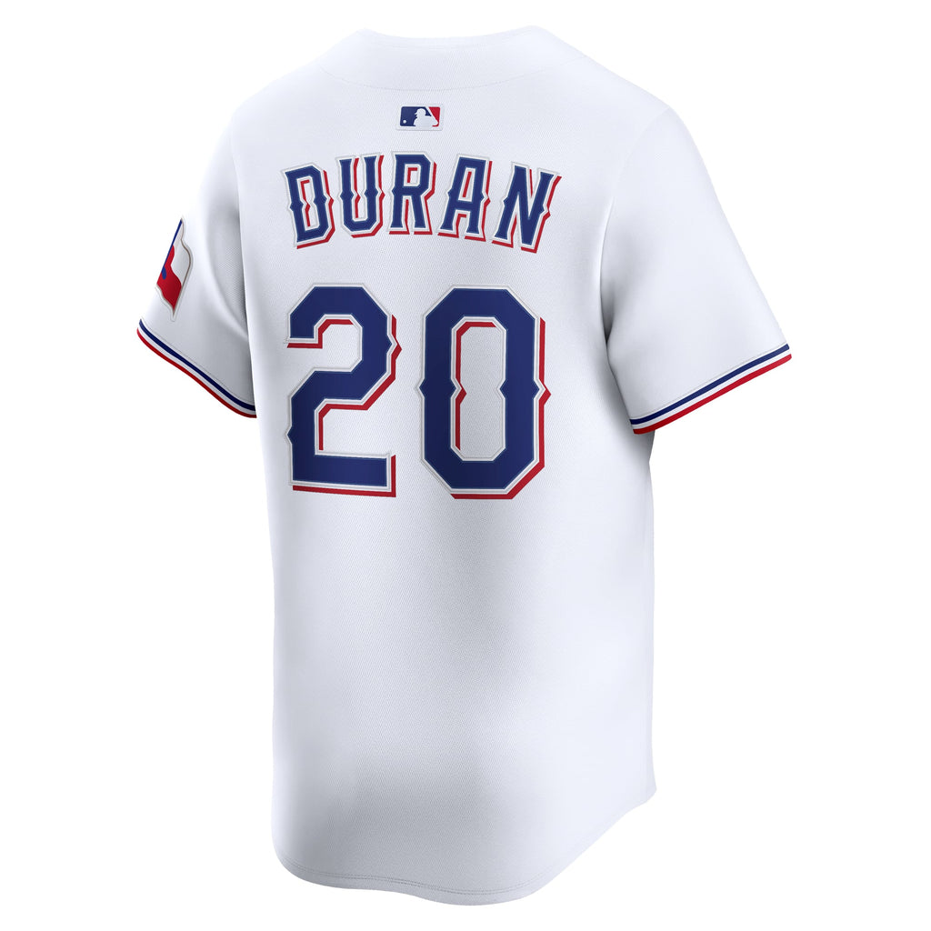 Texas Rangers Ezequiel Duran Nike White Home Limited Player Jersey