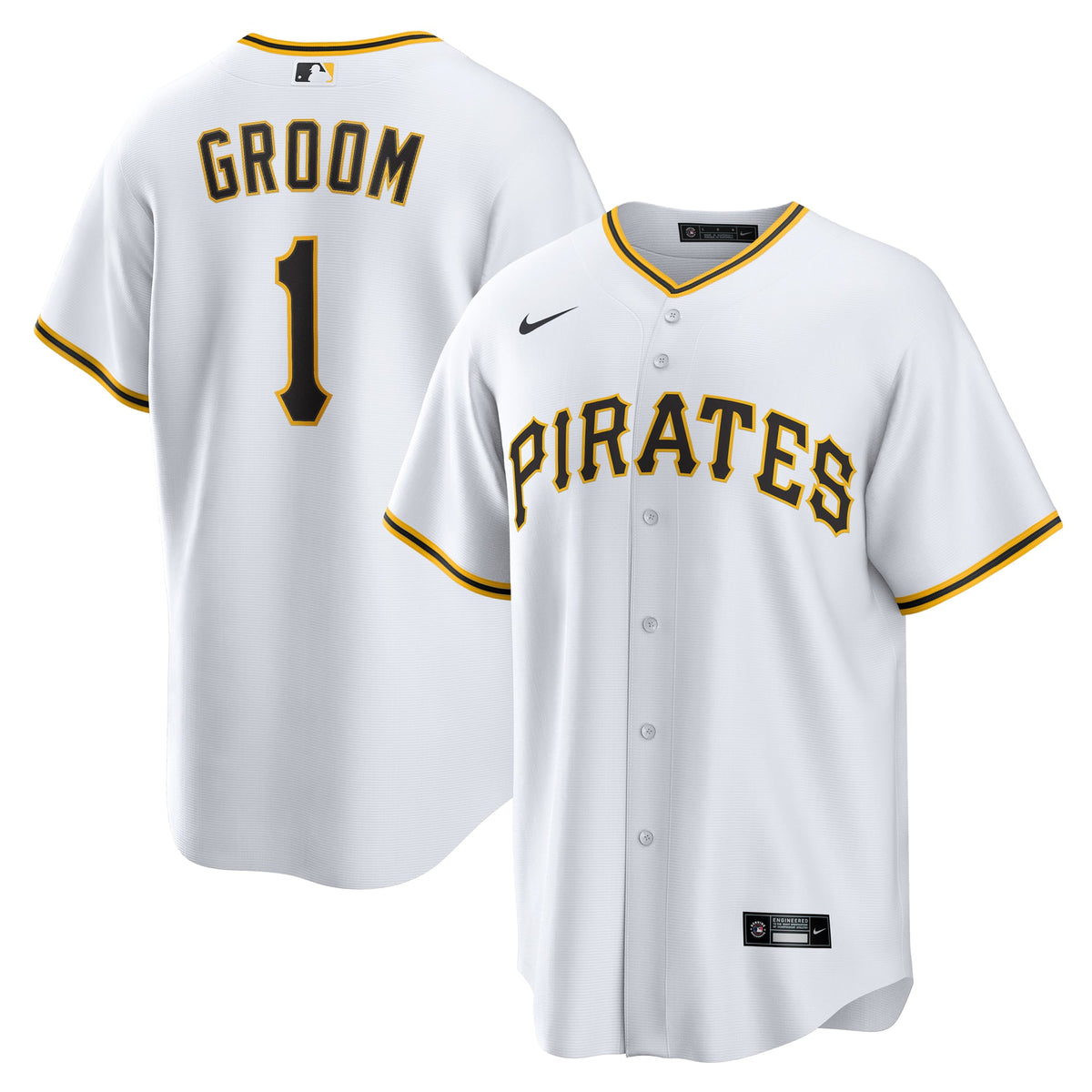 Pittsburgh Pirates Nike White #1 Groom Home Replica Jersey