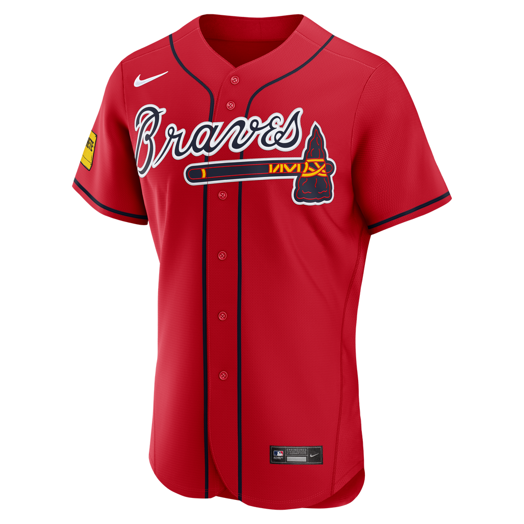 Atlanta Braves Ronald Acuña Jr. Nike Red Alternate Authentic Sponsor Patch Jersey
