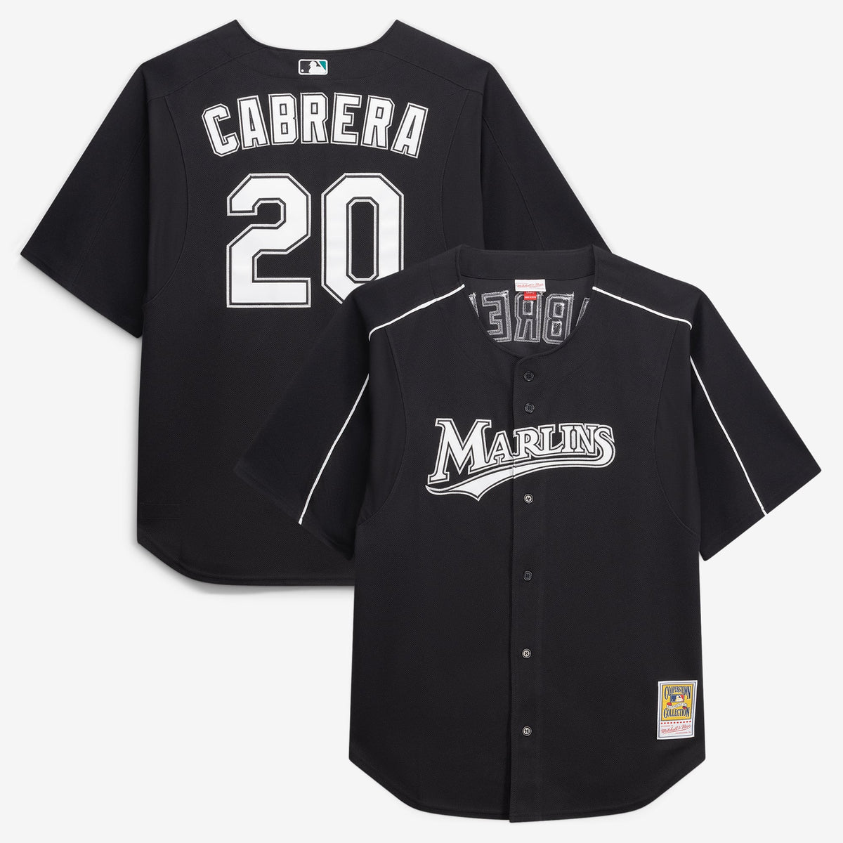 Miami Marlins Miguel Cabrera Mitchell & Ness Black Big & Tall Cooperstown Mesh Batting Practice Jersey
