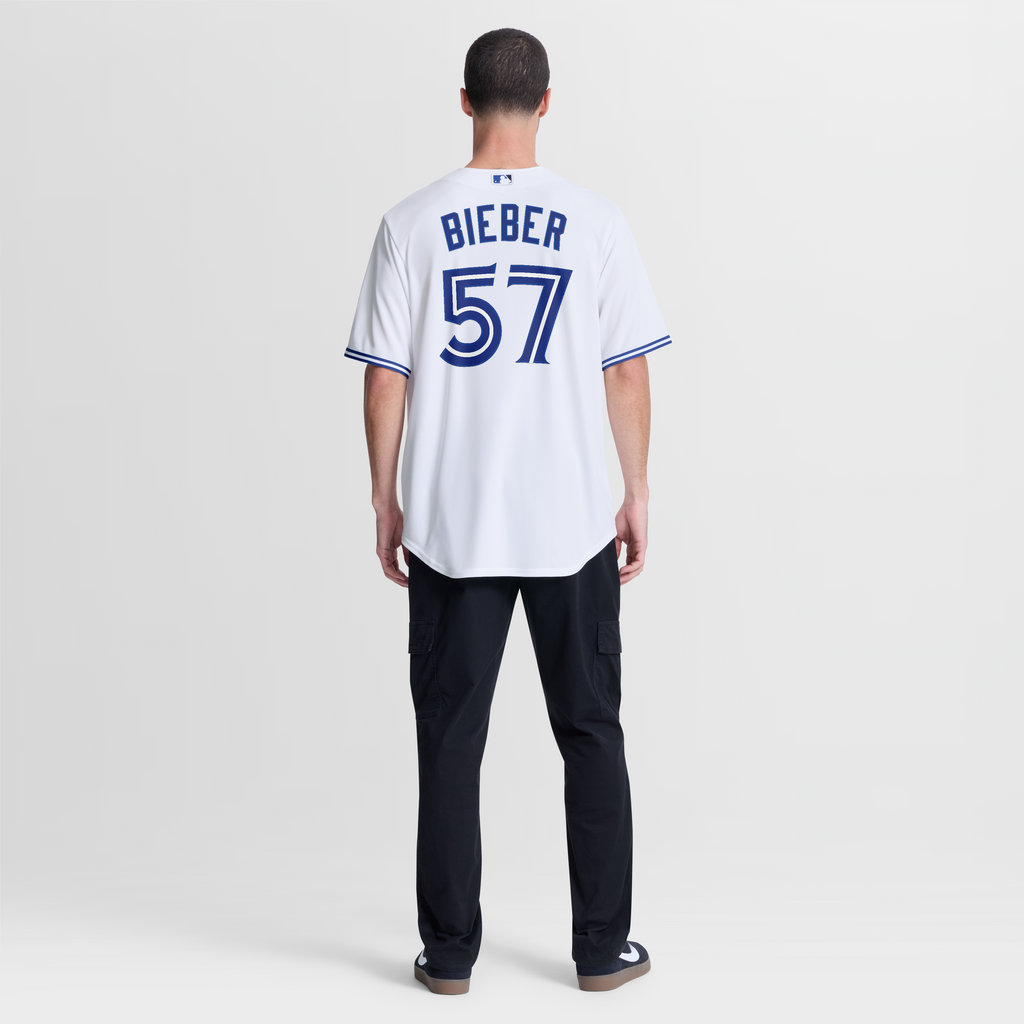 Toronto Blue Jays Shane Bieber Nike White Home Replica Jersey