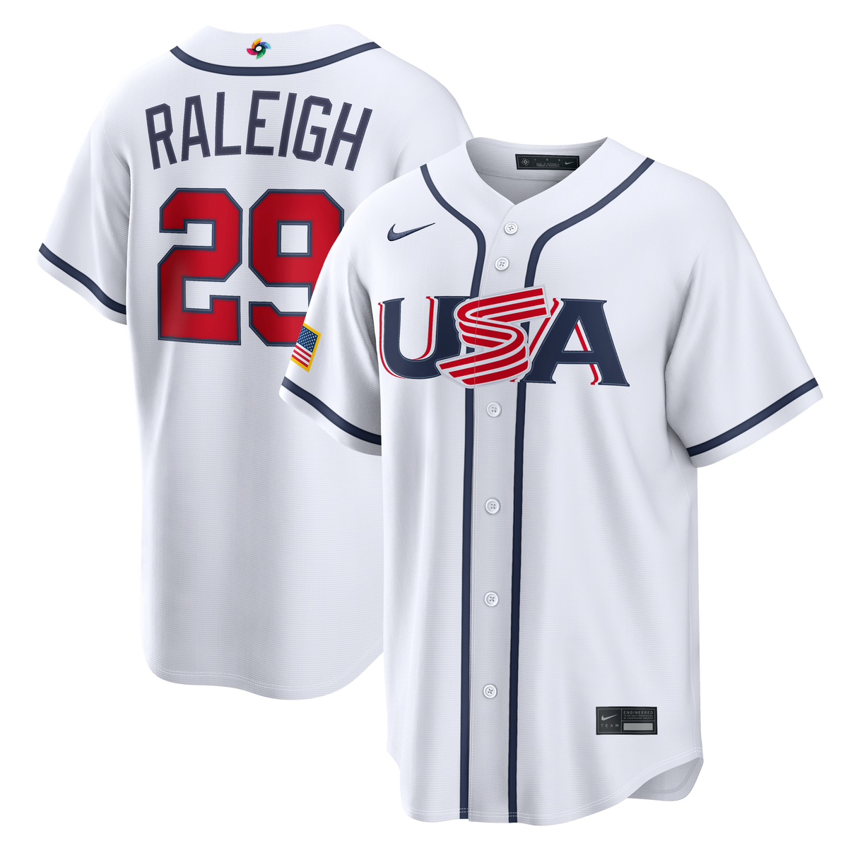 USA Baseball Cal Raleigh Nike White 2026 World Baseball Classic Home Stadium Jersey
