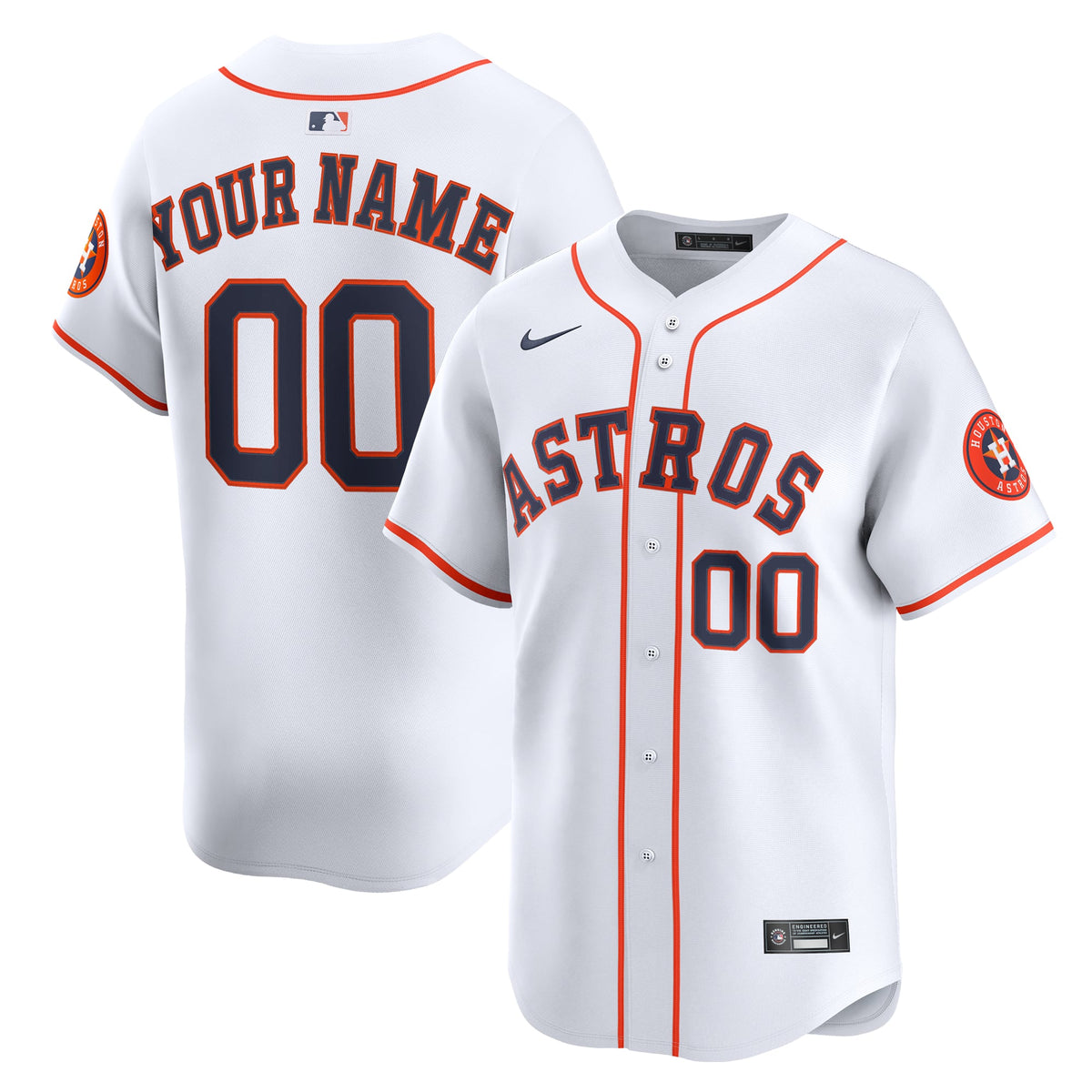 Houston Astros Nike White Home Limited Custom Jersey