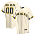 Milwaukee Brewers Nike Cream Home Replica Custom Jersey