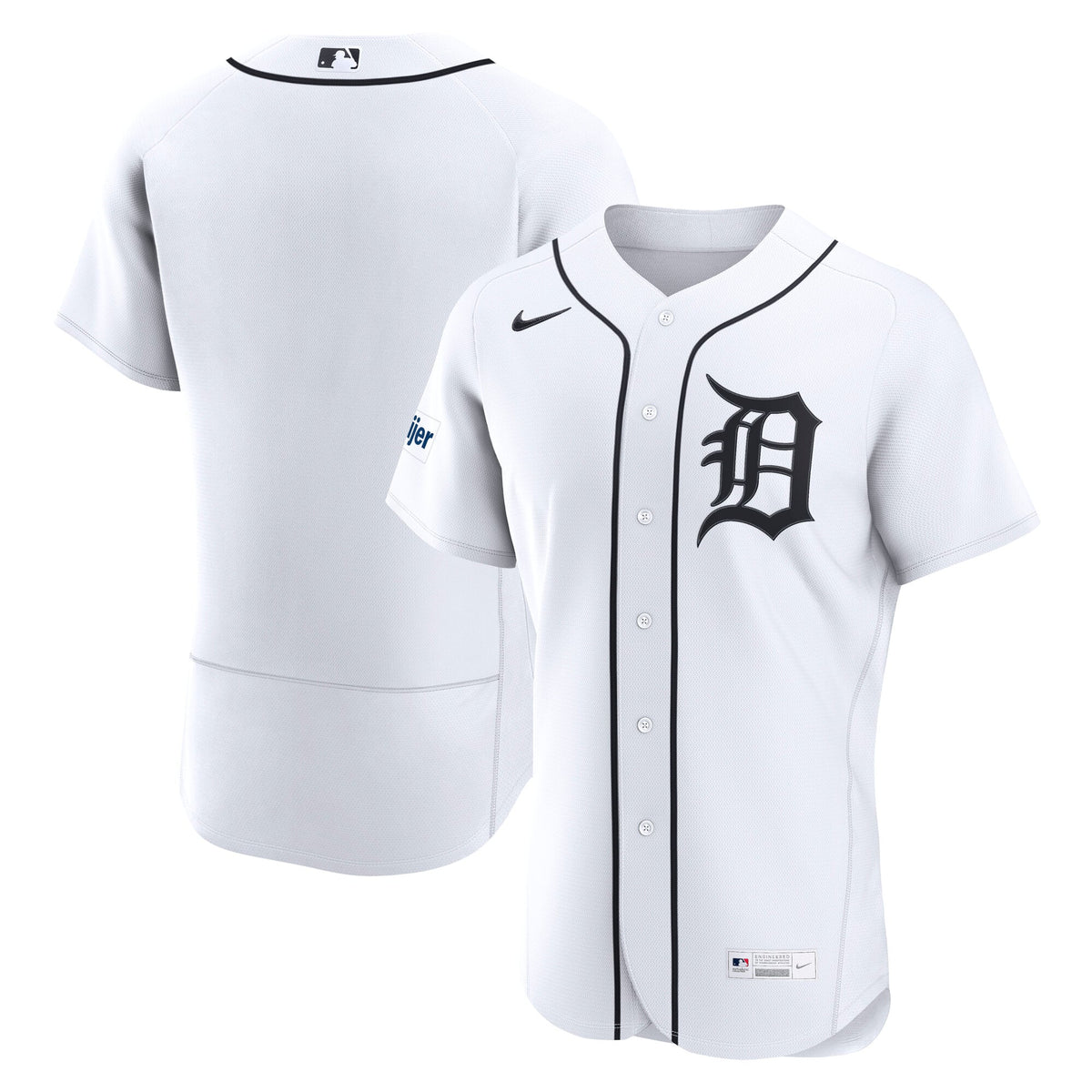 Detroit Tigers Nike White Home Sponsor Patch Authentic Jersey