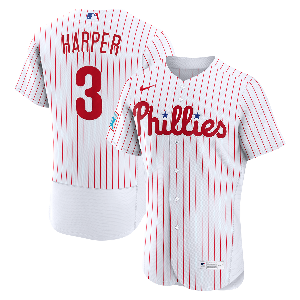 Philadelphia Phillies Bryce Harper Nike White Home Authentic Sponsor Patch Jersey