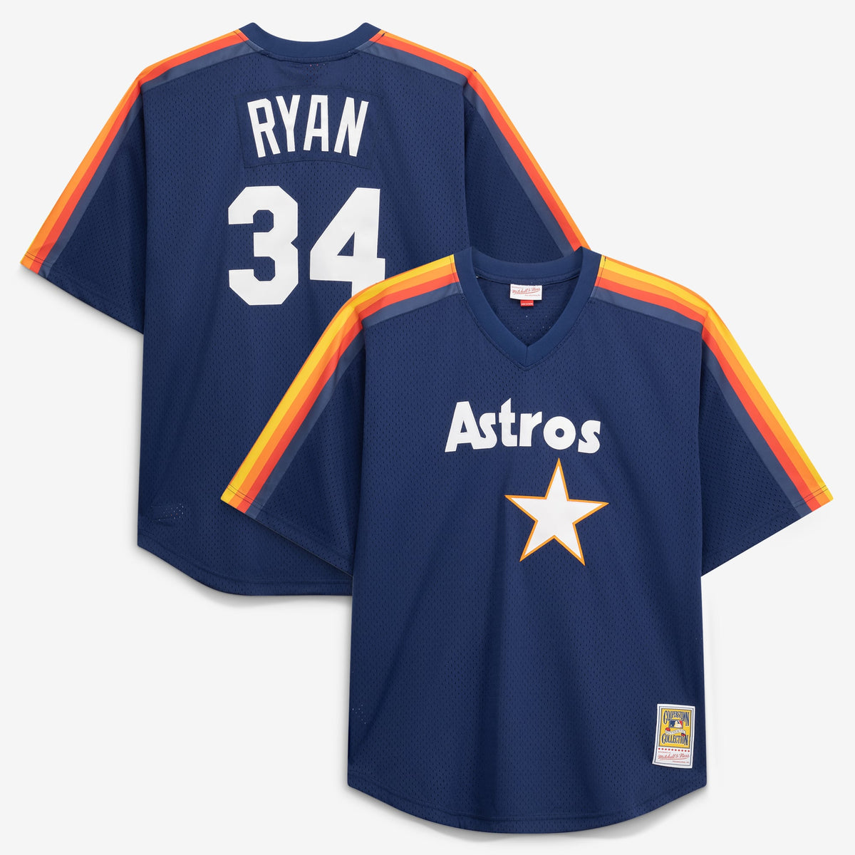 Houston Astros Nolan Ryan Mitchell & Ness Navy Cooperstown Collection Big & Tall Mesh Batting Practice Jersey