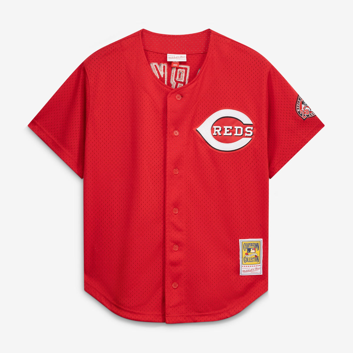 Cincinnati Reds Barry Larkin Mitchell & Ness Red Throwback Cooperstown Mesh Batting Practice Jersey