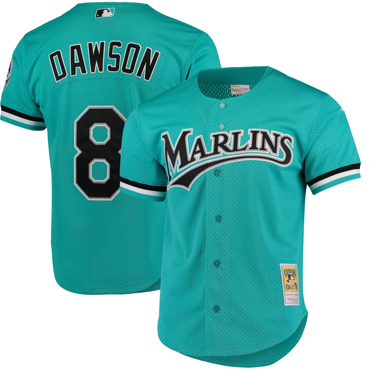 Florida Marlins Andre Dawson Mitchell & Ness Teal Cooperstown Collection Mesh Batting Practice Button-Up Jersey