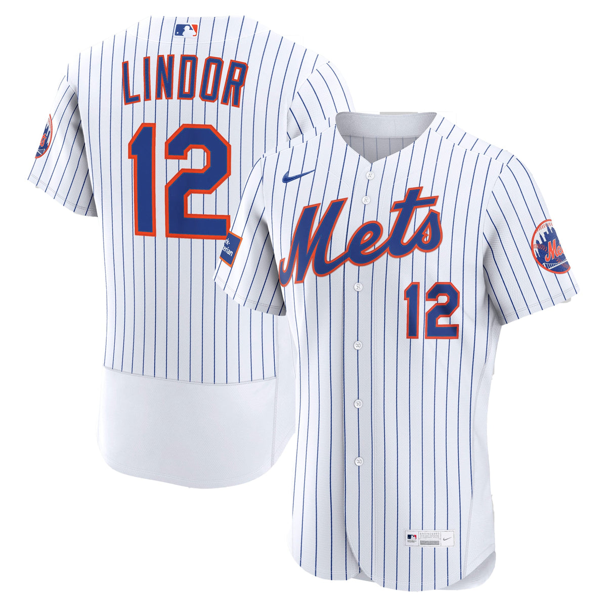 New York Mets Francisco Lindor Nike Black Alternate Authentic Sponsor Patch Jersey