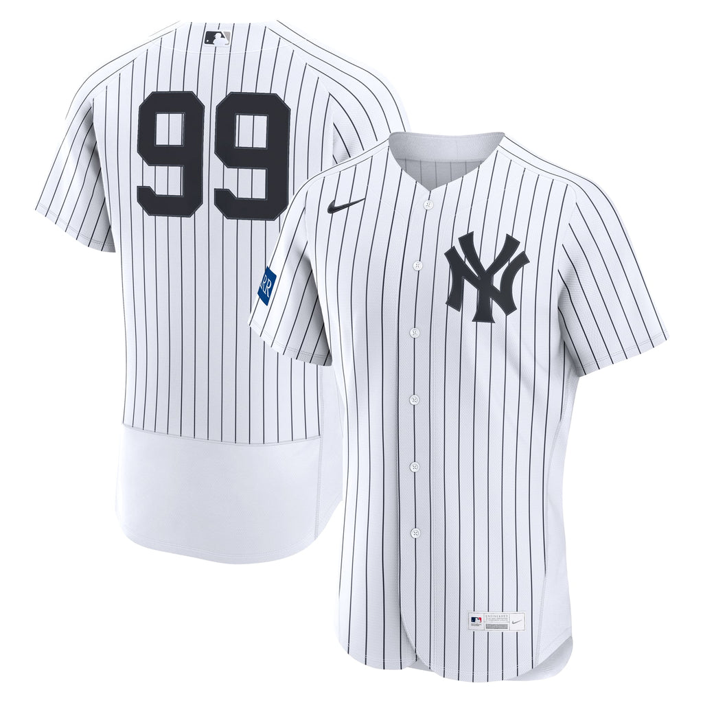 New York Yankees Aaron Judge Nike White Home Authentic Sponsor Patch Jersey