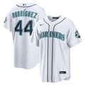 Seattle Mariners Julio Rodríguez Nike White Home Stadium 50th Season Patch Jersey
