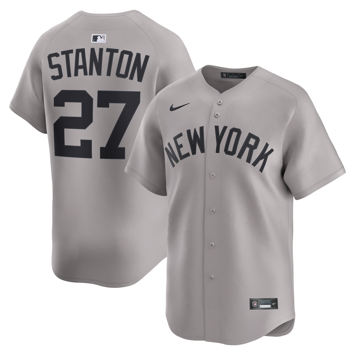 New York Yankees Giancarlo Stanton Nike Gray Road Limited Jersey