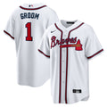 Atlanta Braves Nike White #1 Groom Home Replica Jersey