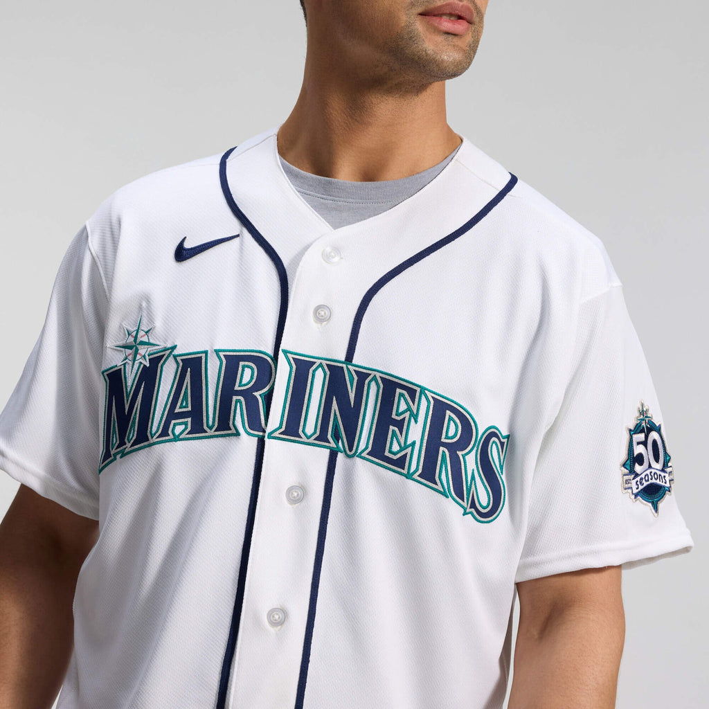 Seattle Mariners Nike White 50th Anniversary Patch Home Authentic Jersey