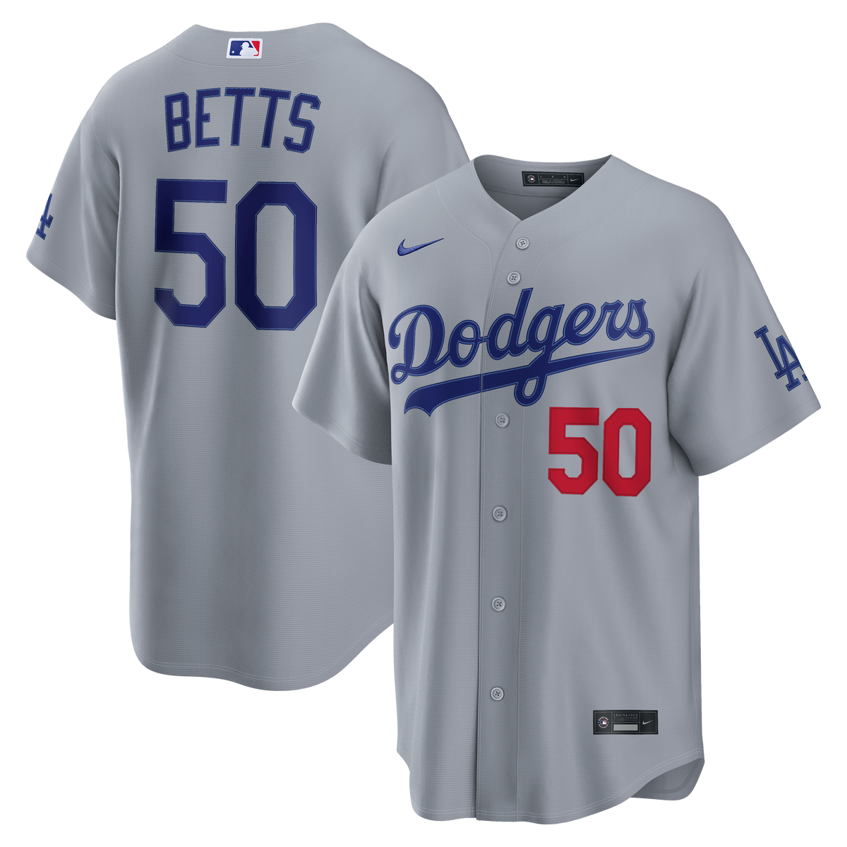 Los Angeles Dodgers Mookie Betts Nike Gray Stadium Jersey