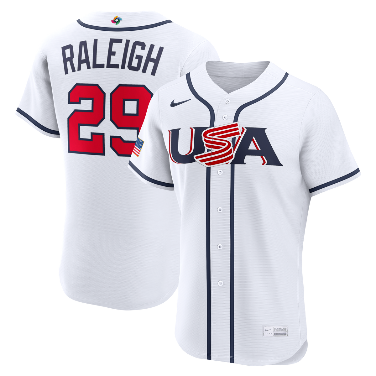 USA Baseball Cal Raleigh Nike White 2026 World Baseball Classic Home Authentic Jersey