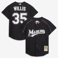Florida Marlins Dontrelle Willis Mitchell & Ness Black Cooperstown Collection Mesh Batting Practice Button-Up Jersey