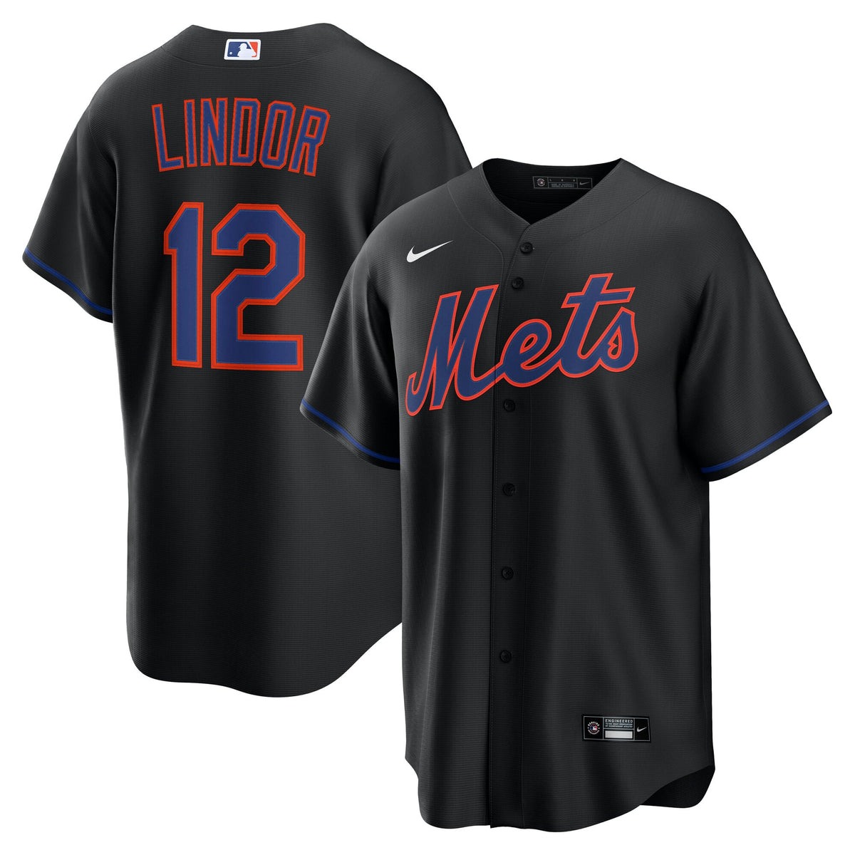New York Mets Francisco Lindor Nike Black Alternate Replica Jersey