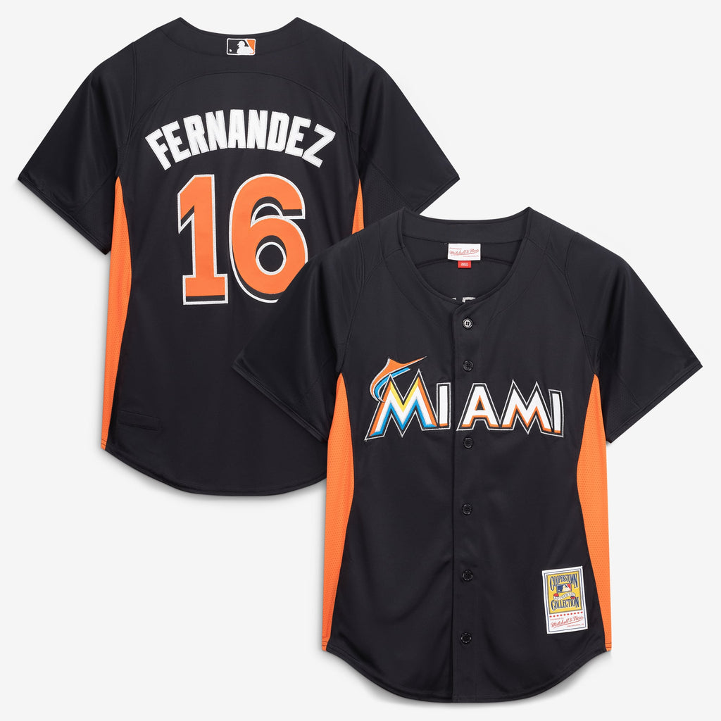 Miami Marlins Jose Fernandez Mitchell & Ness Black Authentic Batting Practice Jersey