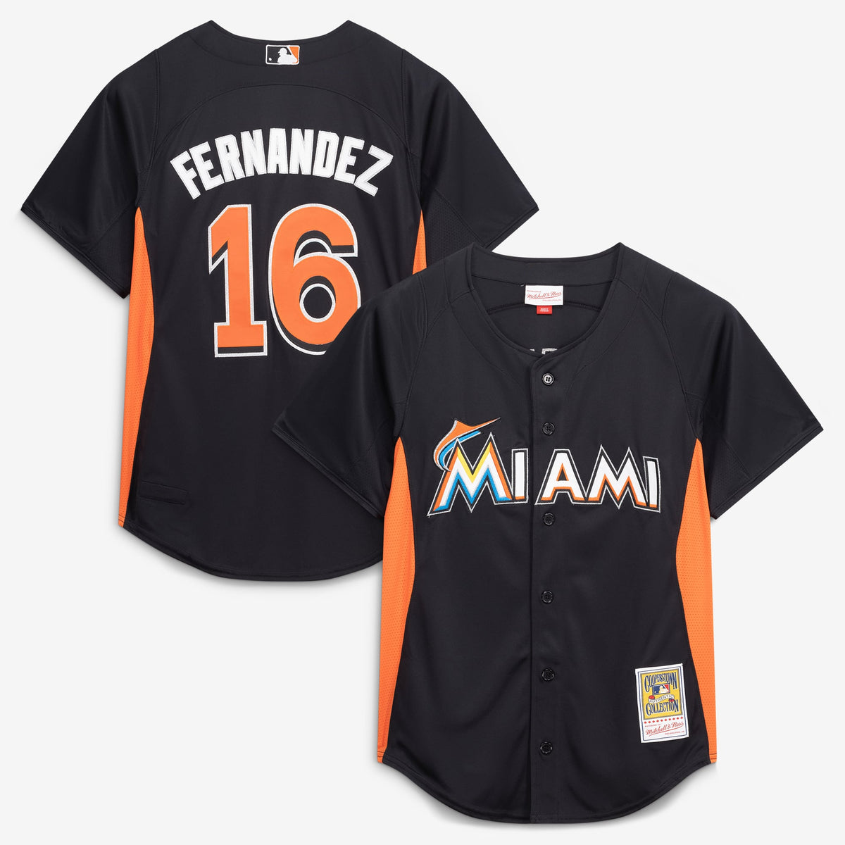 Miami Marlins Jose Fernandez Mitchell & Ness Black Authentic Batting Practice Jersey