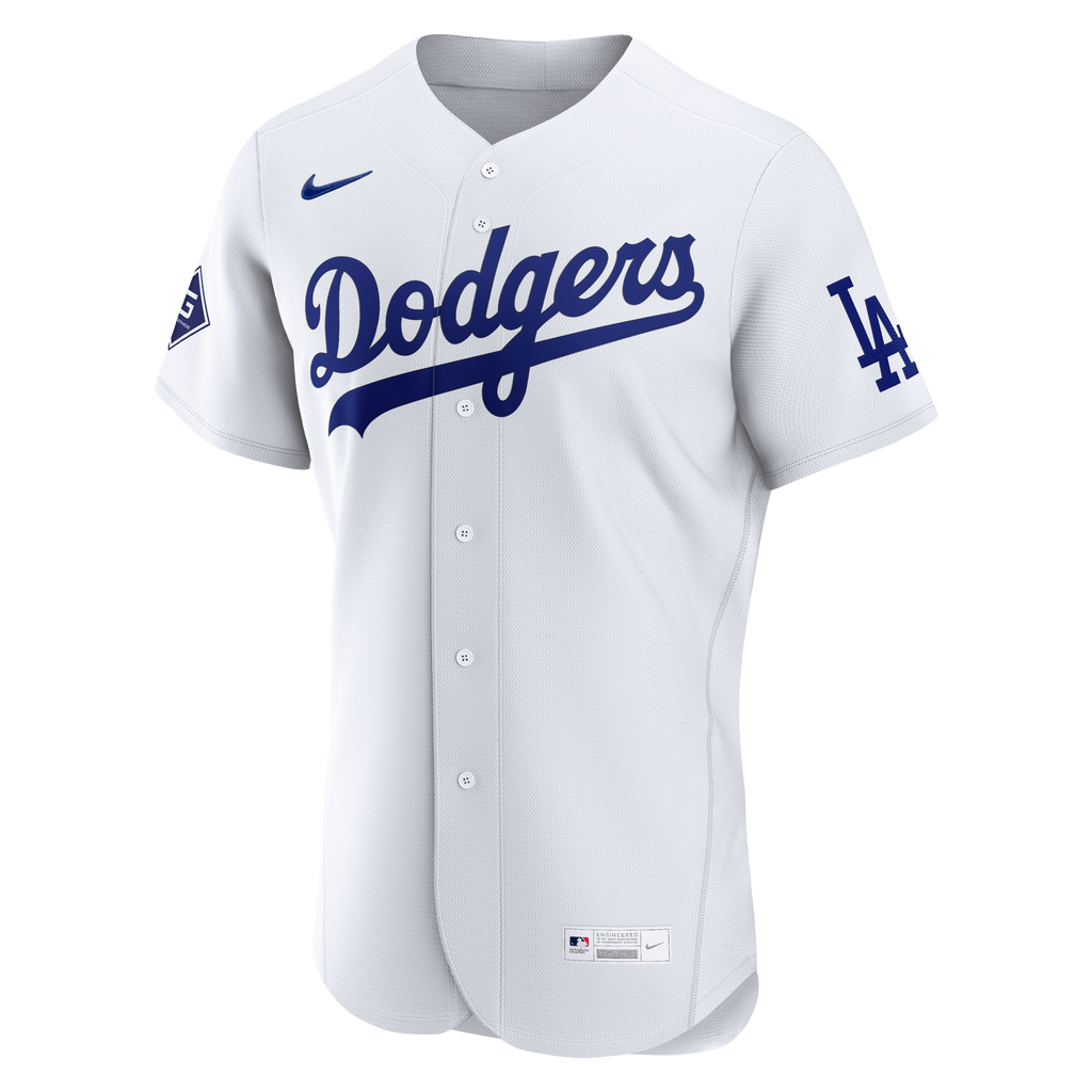Los Angeles Dodgers Nike White Home Sponsor Patch Authentic Jersey
