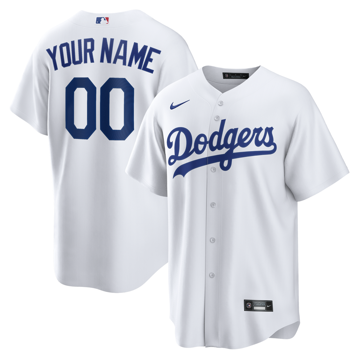 Los Angeles Dodgers Nike White Home Replica Custom Jersey