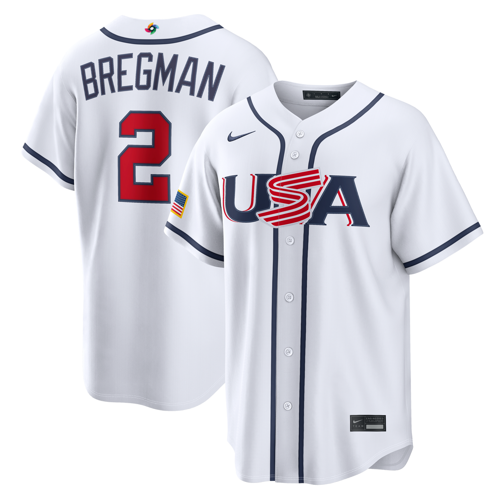 USA Baseball Alex Bregman Nike White 2026 World Baseball Classic Home Stadium Jersey