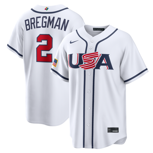 USA Baseball Alex Bregman Nike White 2026 World Baseball Classic Home Stadium Jersey