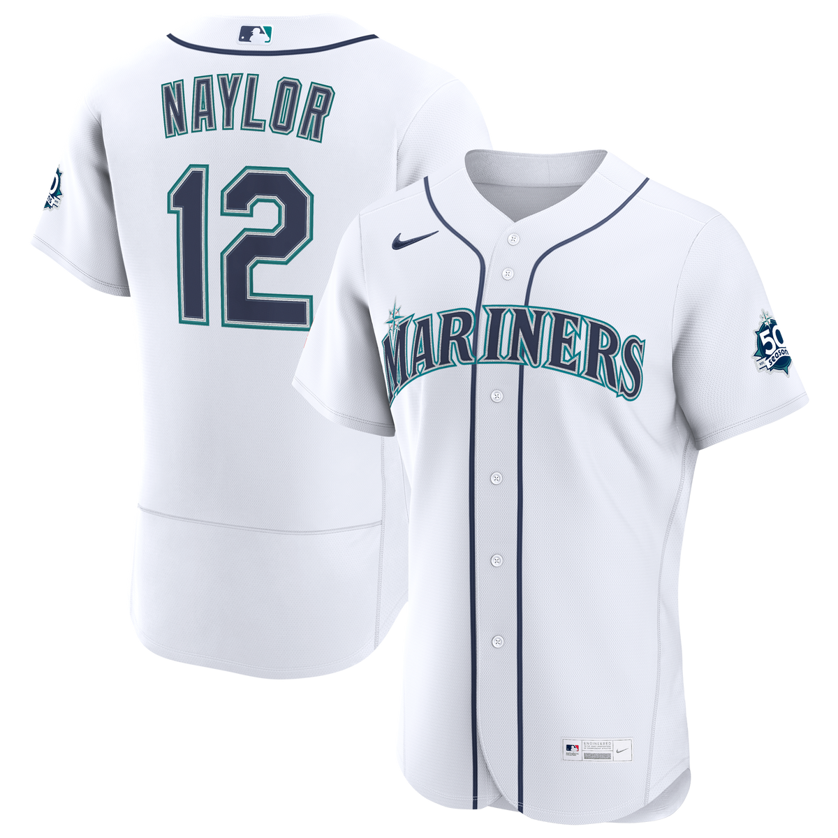 Seattle Mariners Josh Naylor Nike White Home 50th Season Authentic Jersey