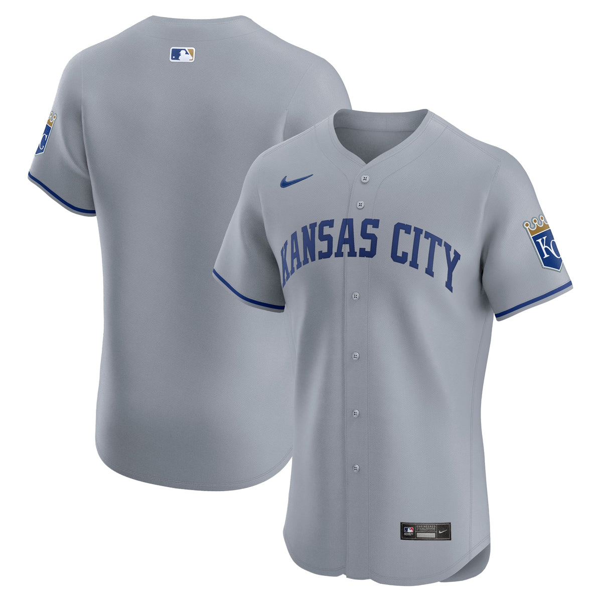 Kansas City Royals Nike Gray Road Vapor Premier Elite Patch Jersey