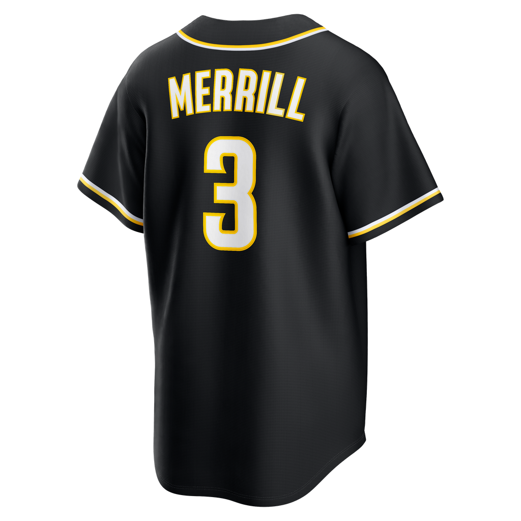 San Diego Padres Jackson Merrill Nike Fashion Replica Black Out Jersey