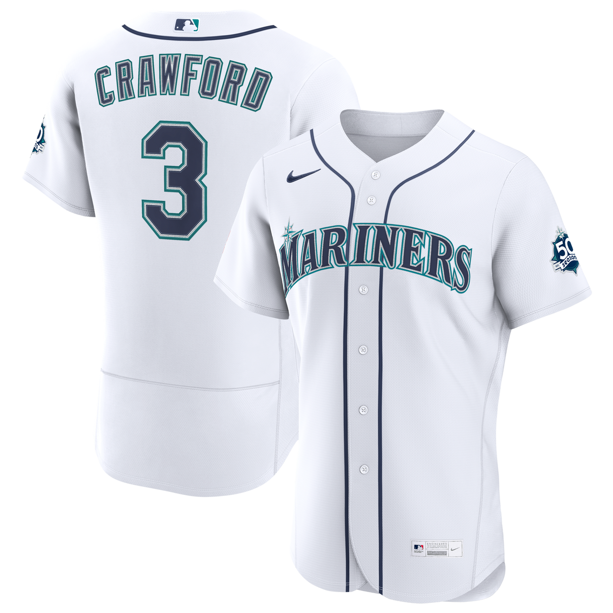 Seattle Mariners J.P. Crawford Nike White Home 50th Season Authentic Jersey