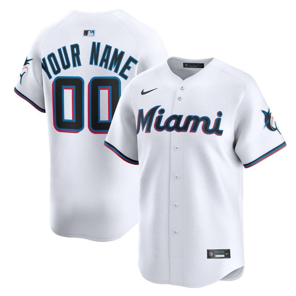 Miami Marlins Nike White Home Limited Custom Jersey