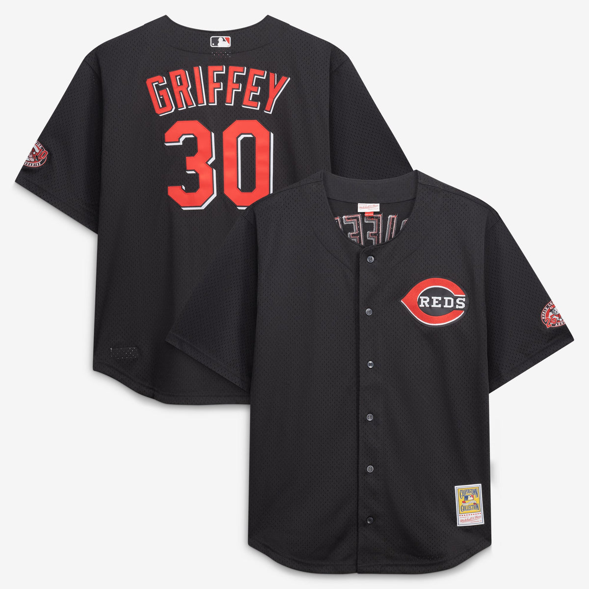 Cincinnati Reds Ken Griffey Jr. Mitchell & Ness Black Big & Tall Cooperstown Mesh Batting Practice Jersey