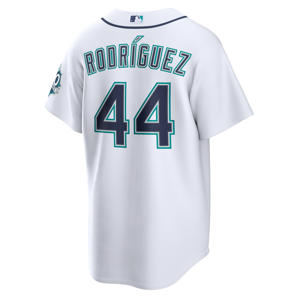 Seattle Mariners Julio Rodríguez Nike White Home Stadium 50th Season Patch Jersey
