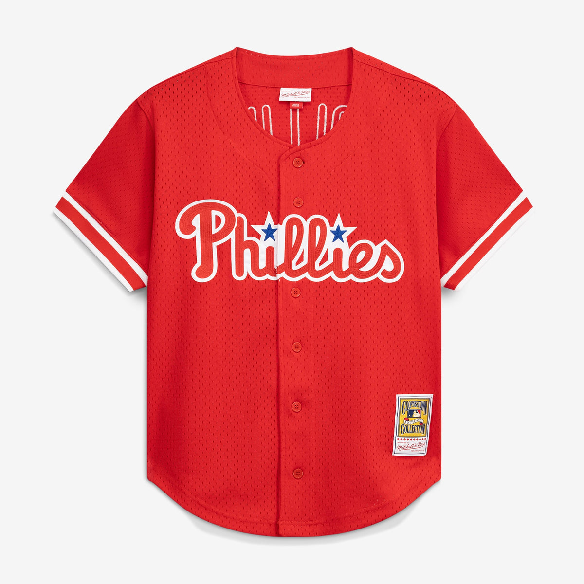 Philadelphia Phillies Jimmy Rollins Mitchell & Ness Red Cooperstown Mesh Batting Practice Button-Up Jersey