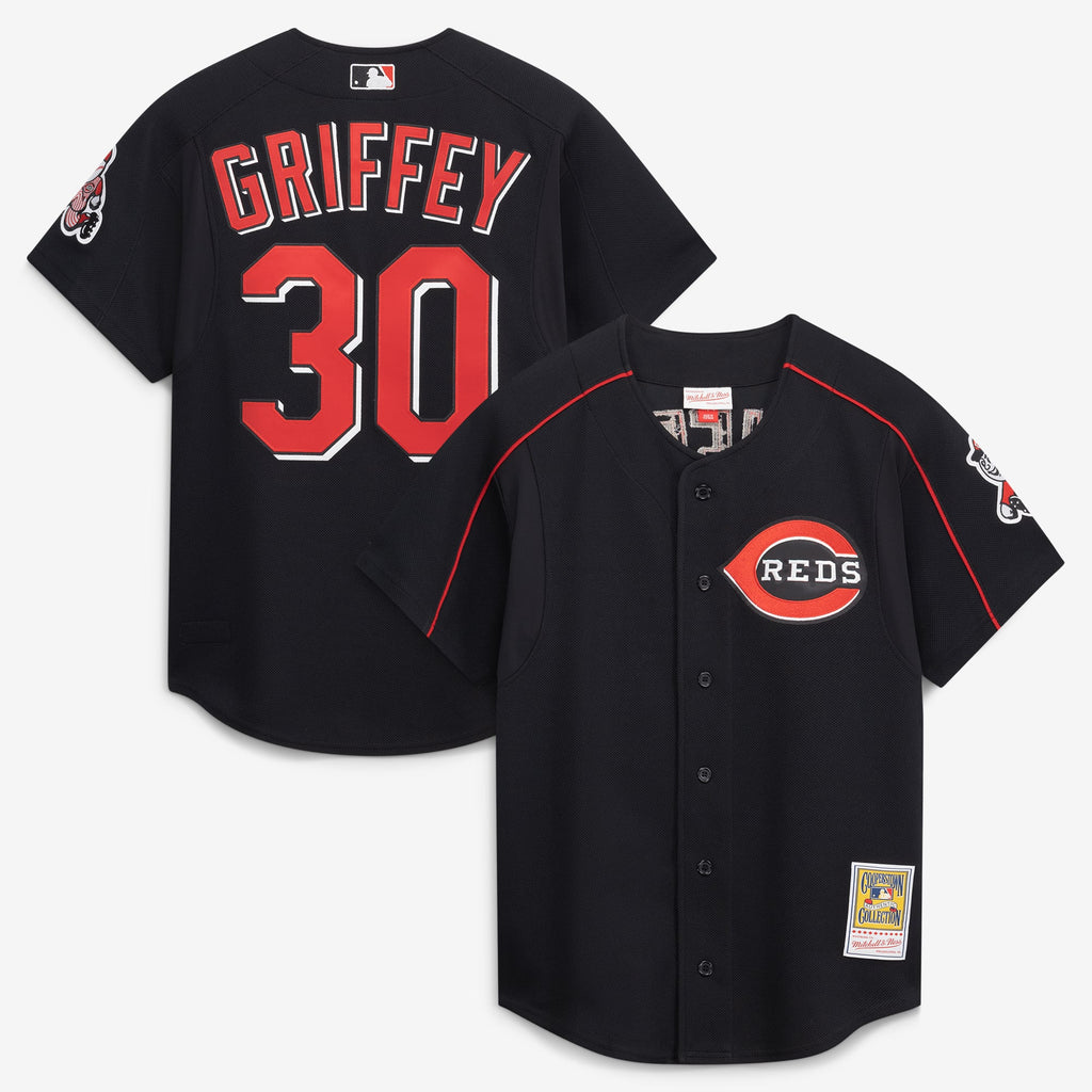 Cincinnati Reds Ken Griffey Jr. Mitchell & Ness Black Cooperstown Collection Authentic Mesh Batting Practice Jersey