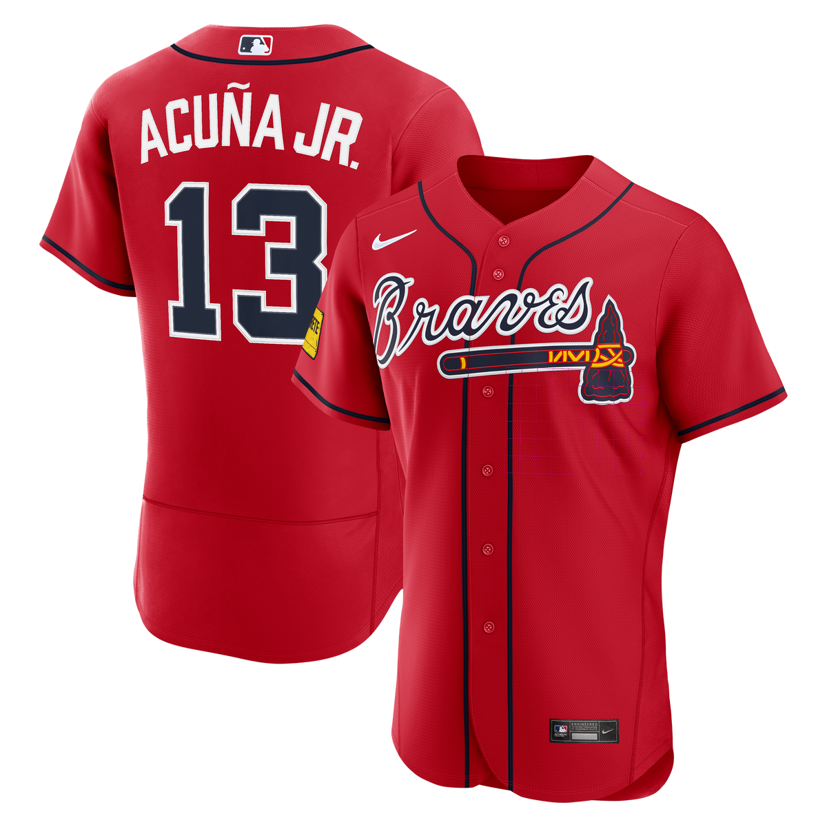 Atlanta Braves Ronald Acuña Jr. Nike Red Alternate Authentic Sponsor Patch Jersey