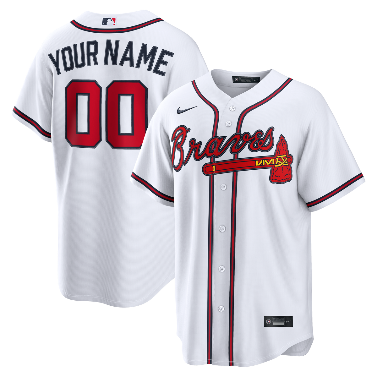 Atlanta Braves Nike White Home Replica Custom Jersey