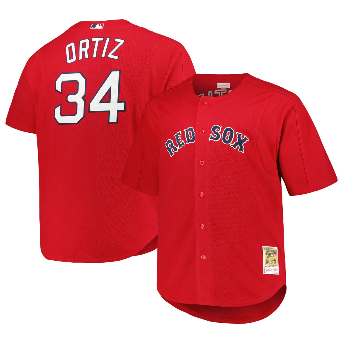 Boston Red Sox David Ortiz Mitchell & Ness Kelly Green Big & Tall Cooperstown Collection Mesh Batting Practice Jersey
