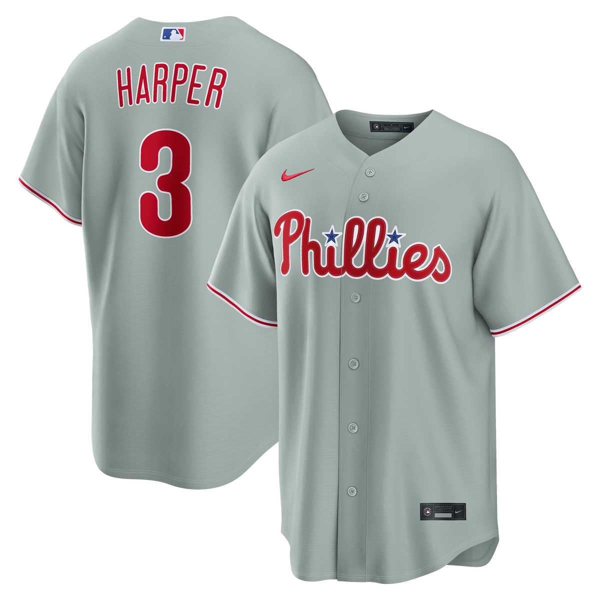 Philadelphia Phillies Bryce Harper Nike Gray Road Replica Jersey