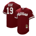 Philadelphia Phillies John Kruk Mitchell & Ness Burgundy Big & Tall Cooperstown Collection Mesh Batting Practice Jersey