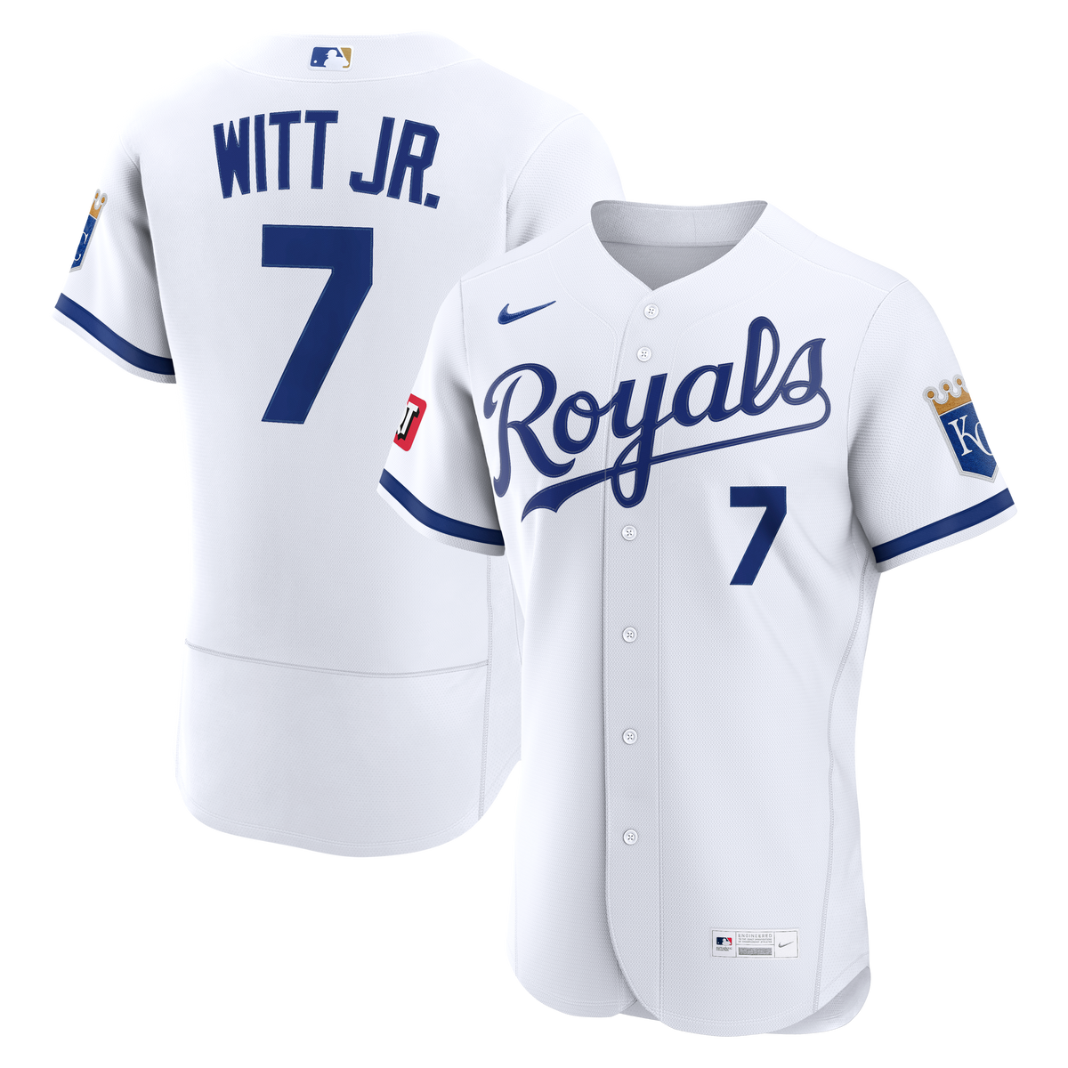 Kansas City Royals Bobby Witt Jr. Nike White Home Authentic Sponsor Patch Jersey