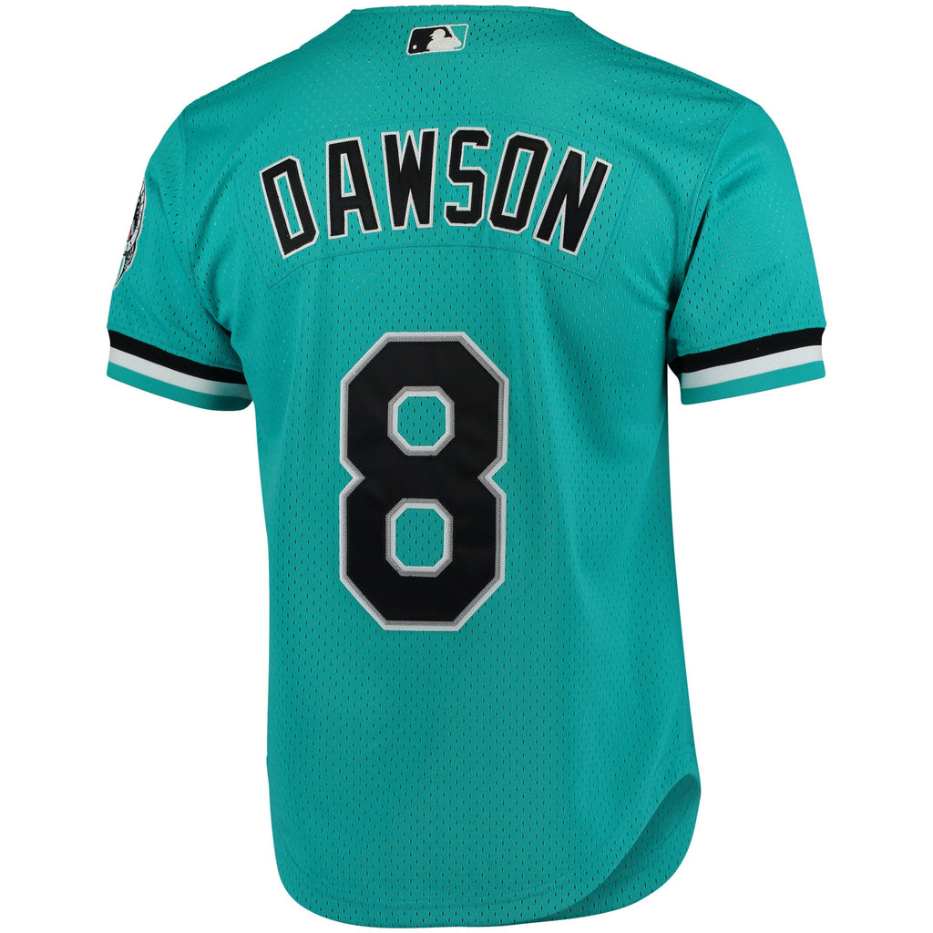 Florida Marlins Andre Dawson Mitchell & Ness Teal Cooperstown Collection Mesh Batting Practice Button-Up Jersey